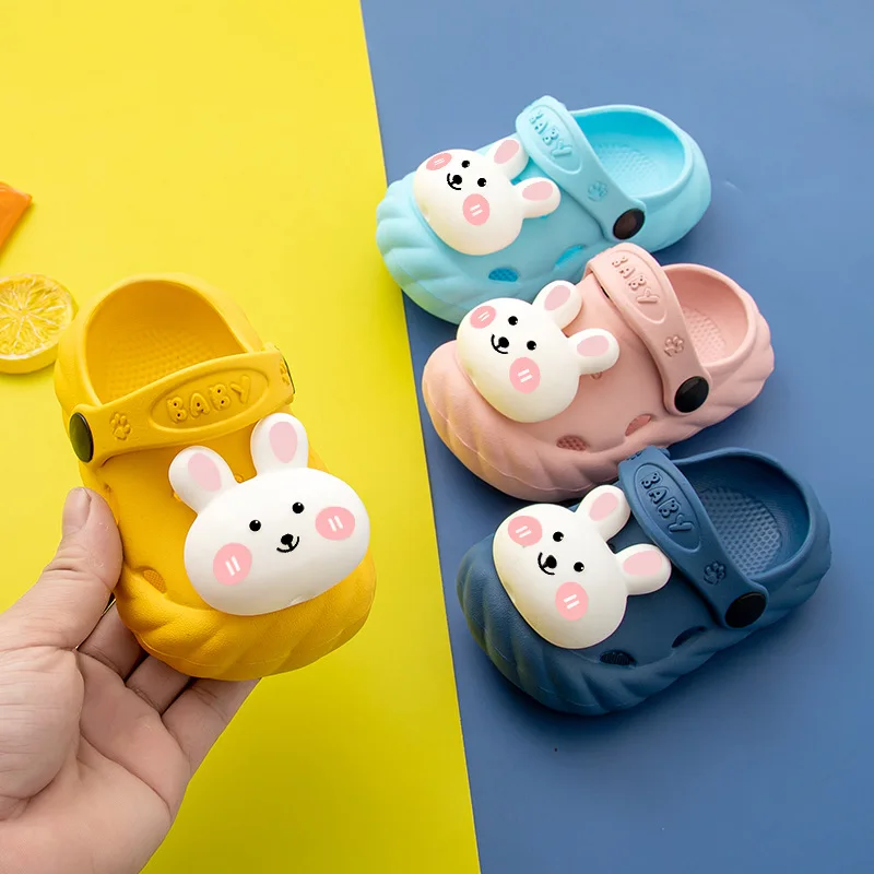 

Summer Children's Slippers Mules Clogs Kids Garden Toddler Boys Girls Shoes Cute Soft-soled Non-slip Animal Baby Head Hole Shoes