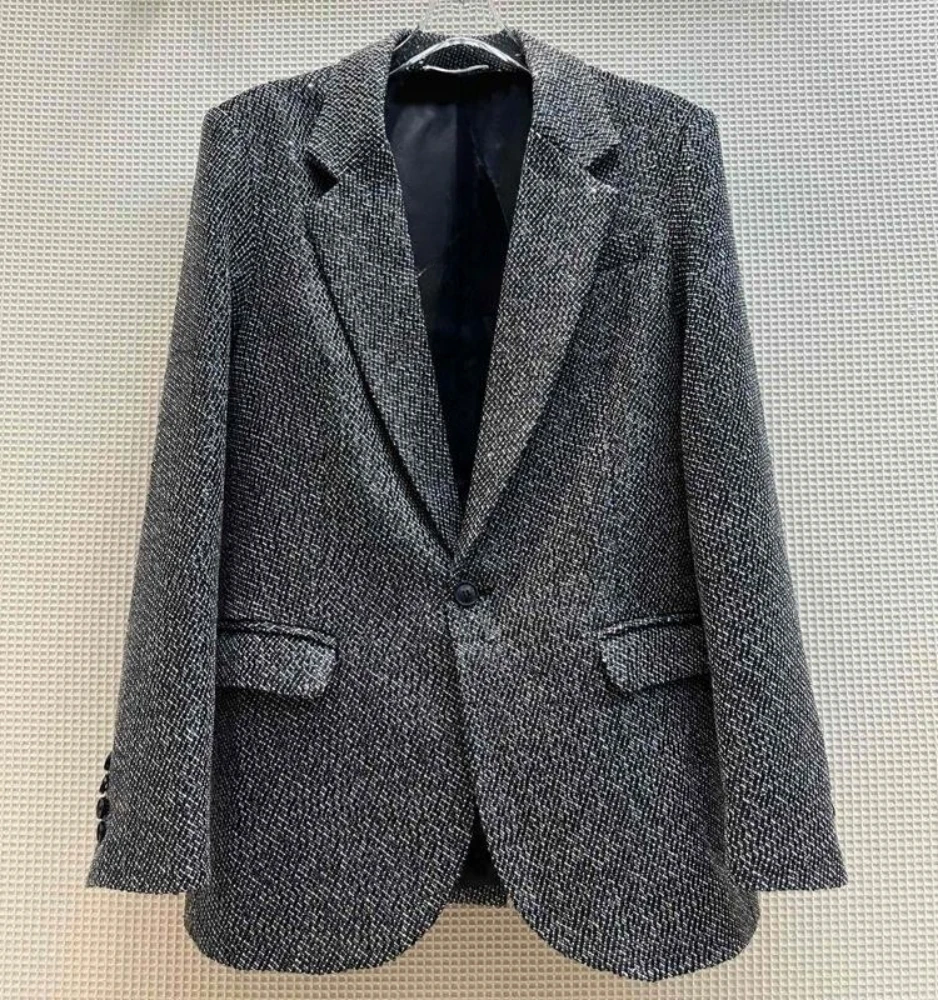 Женский блейзер с блестками, свободный пиджак в офисном стиле, Осень-зима, C972