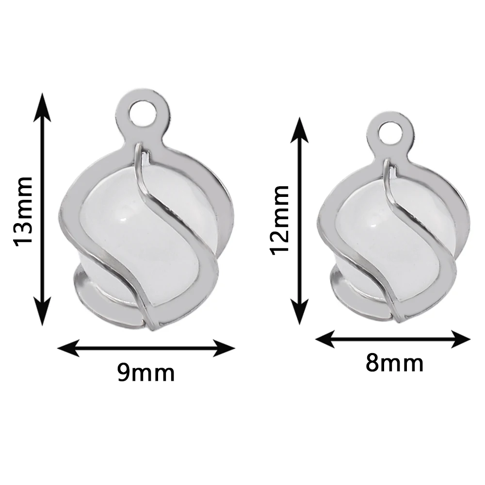 20pcs Stainless Steel Retro Round White Natural Stone Pendant for Women Necklace Earrings Making Supplies Jewelry Materials