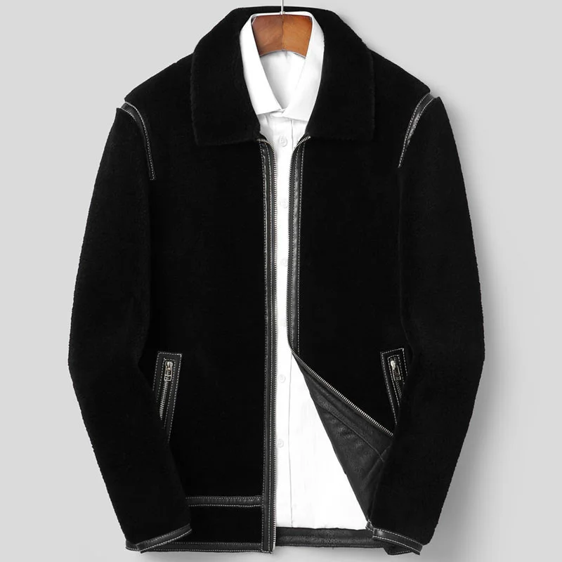 

Мужская куртка из натуральной овечьей кожи, плотная куртка из 2023 шерсти, LXR365, новинка зимнего сезона 100%
