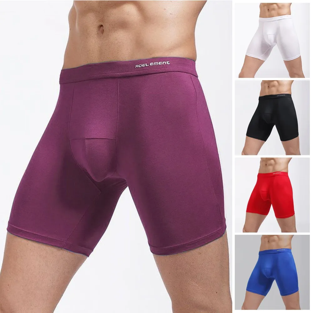 

Mens Modal Soft Underwear Long Leg Boxer Men Trunk Sport Breathable Bulge Pouch Briefs U Convex Comfortable Jockstrap Underpant