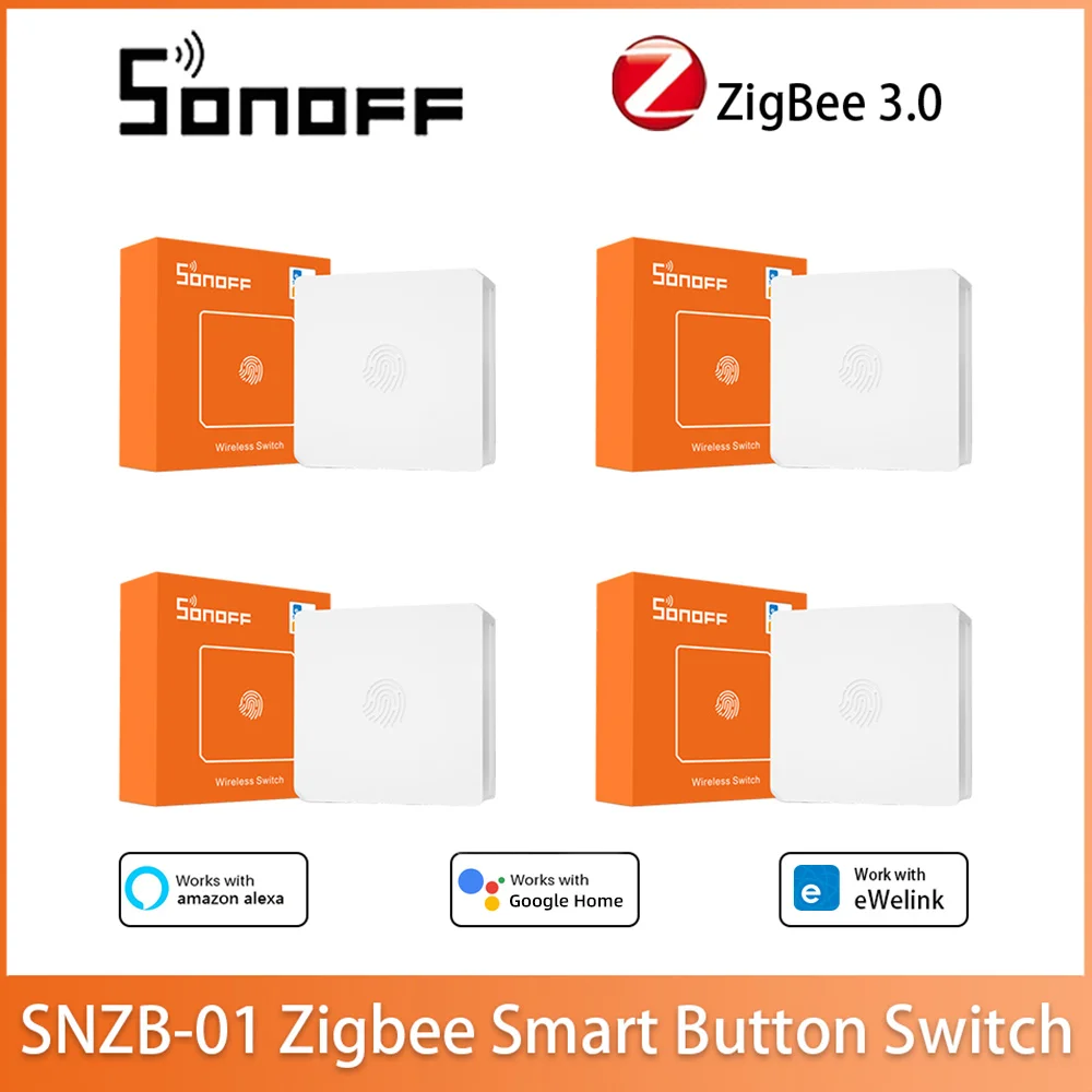 

Смарт-переключатель SONOFF Zigbee 3,0, с уведомлением о низком заряде батареи на приложении EWeLink для ZBBridge, работает с Alexa Google Home