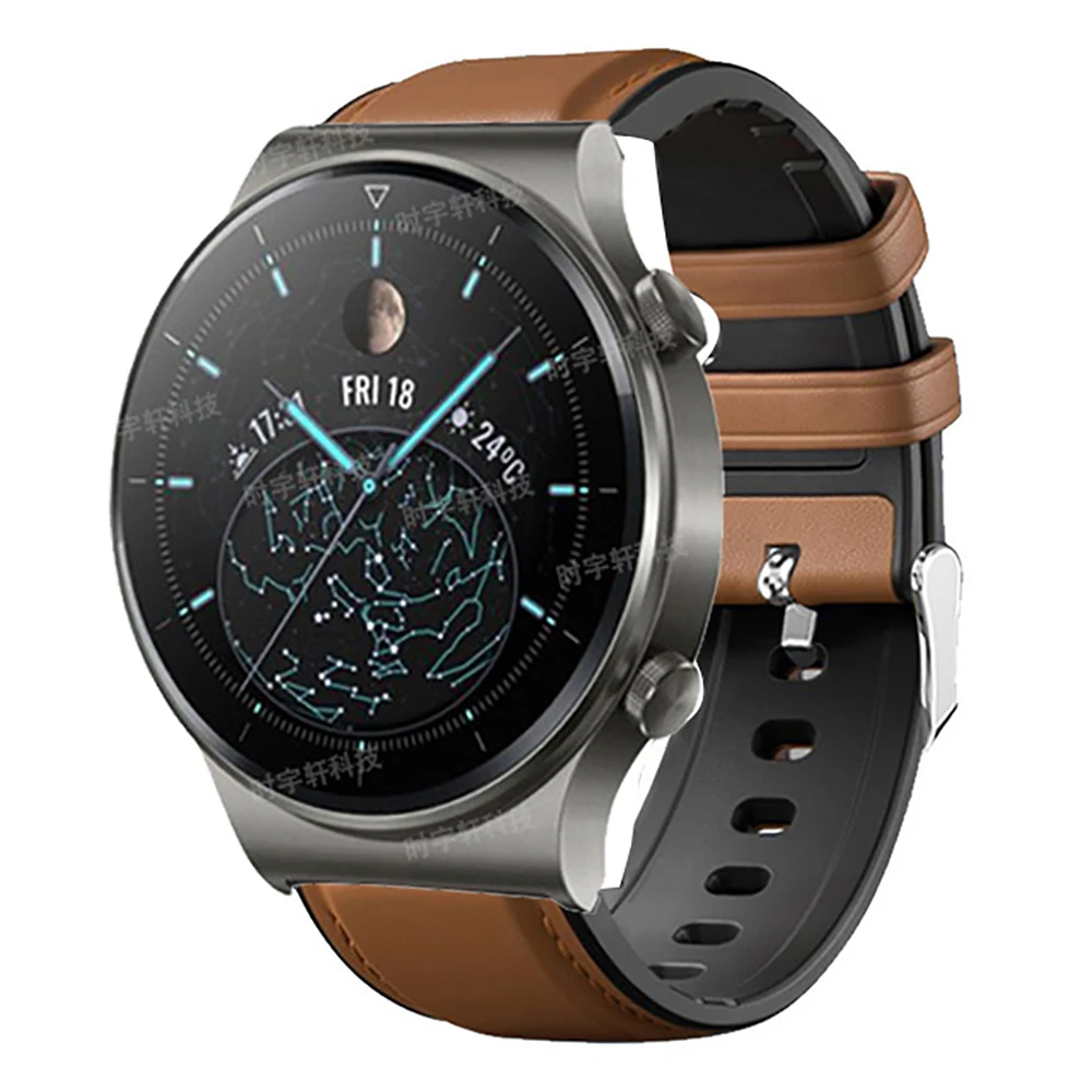

Ремешок для часов Huawei GT 2 3 GT2 Pro Honor Magic 1 2 42 мм 46 мм, силиконовый, кожаный, 22 мм