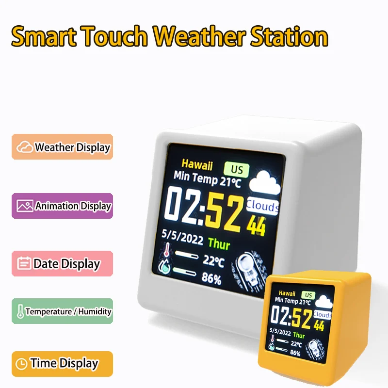 

Smart Touch Weather Station WiFi Desk Digital Analog Alarm Clock Small Album Photo Frame Multi-function Cool Gadget Gift