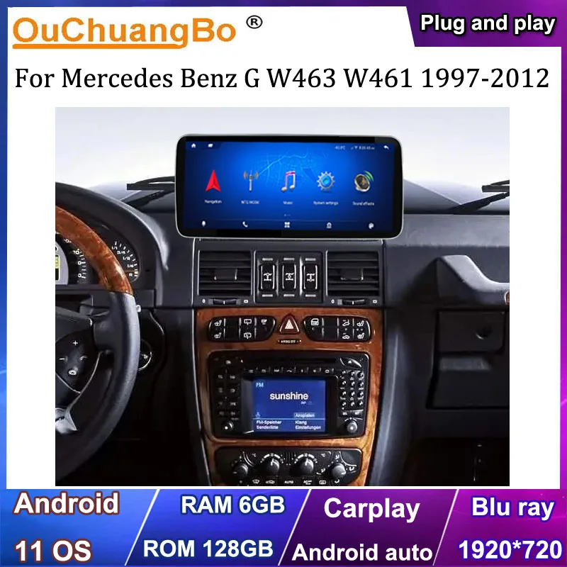 

Ouchuangbo 4G GPS радио для 12,3 дюймов Benz G W461 G55 W463 G63 G500 G320 1997 ~ 2012 с 8 ядерным процессором 1920*720 Android 11