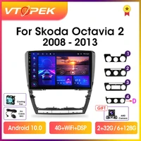 vtopek 10 1 4gwifi 2din android 10 car radio multimidia video player navigation gps for skoda octavia 2 a5 2007 2014 head unit