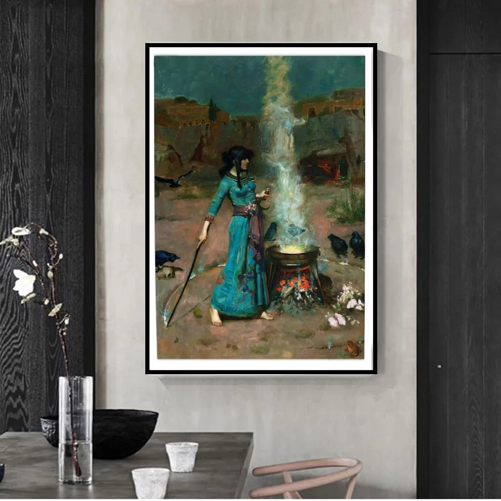 Винтажная живопись холст картина плакат волшебный круг Джон Уильям водяной дом