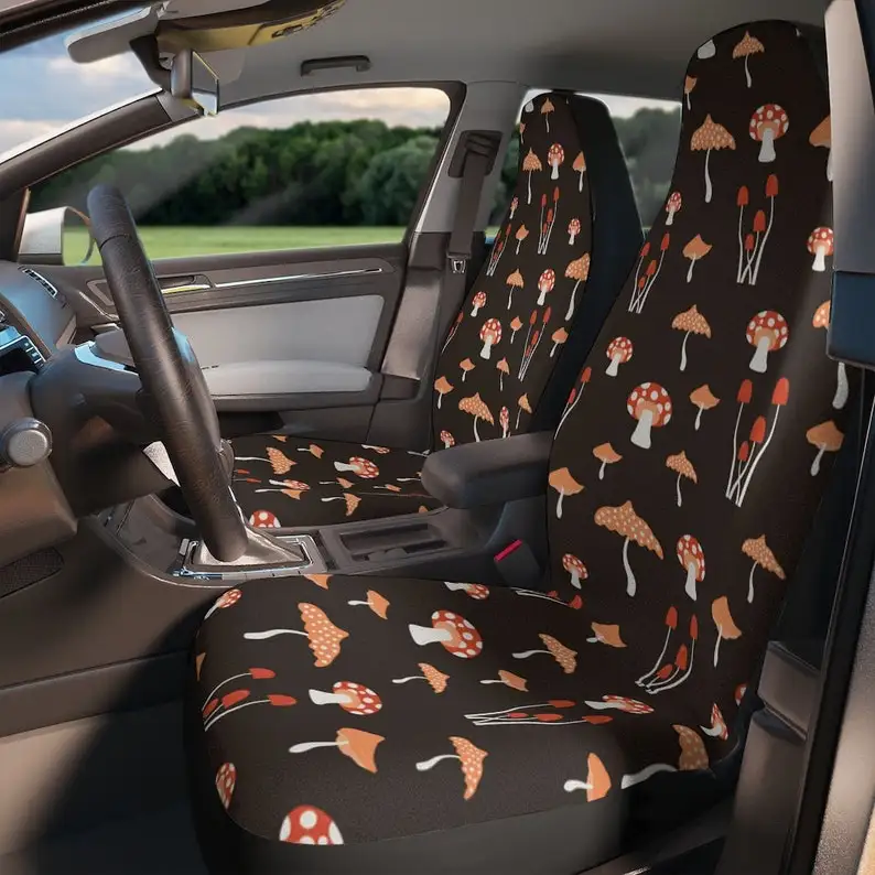 

Mushroom Orange Autumn Cottage Core Cute Brown Car Seat Covers | Custom