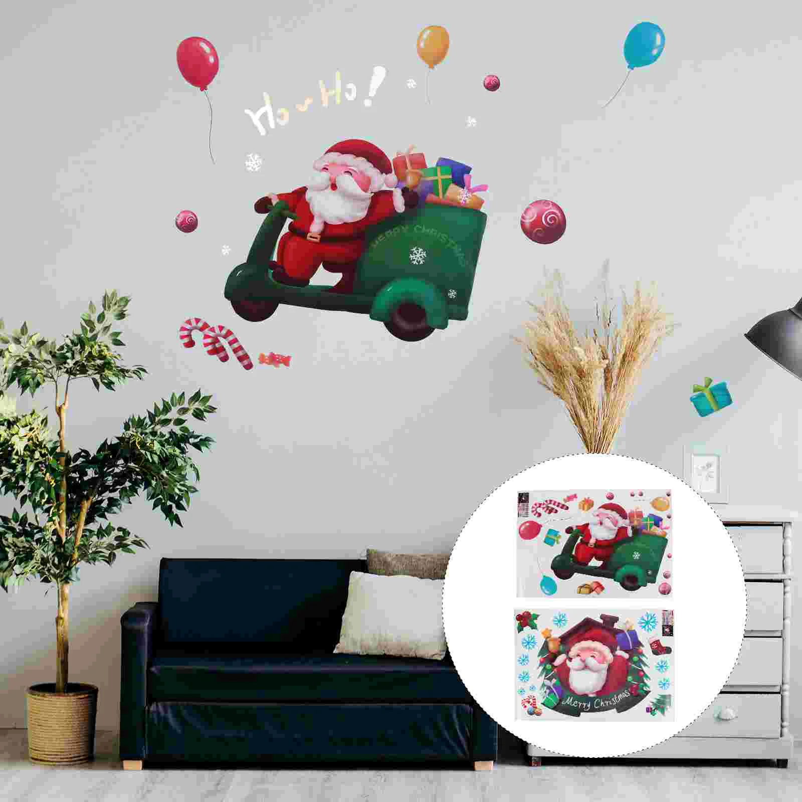 

2pcs Christmas Wall Sticker Xmas Wall Decals Decorative Sticker for Home