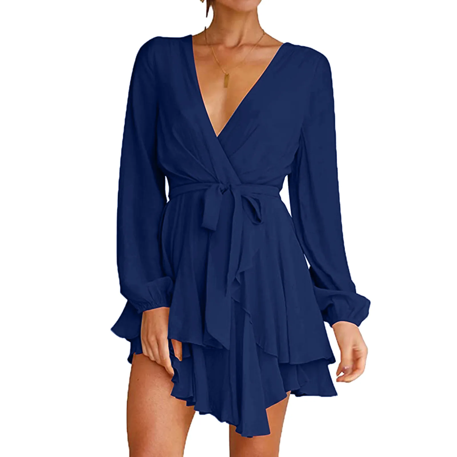 

Women Summer Dress V Neck Zipper Long Sleeve Dress False Elegant Casual Dress Loose Mini Beach Dress Athletic Dresses