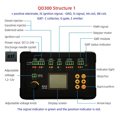 Тестер автомобильной катушки зажигания QD300 IGBT Шаговый двигатель холостого хода, Инжектор электромагнитного клапана, ШИМ-привод, детектор неисправностей