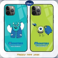 disney monsters inc phone case tempered glass for iphone 13 12 11 pro max mini x xr xs max 8 7 6s plus se 2020 shell fundas