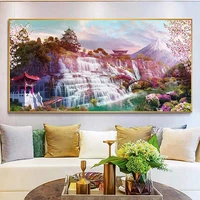 5d diy diamond painting kits waterfall snow mountain flower scenery diamond embroidery art landscape wall living room home decor