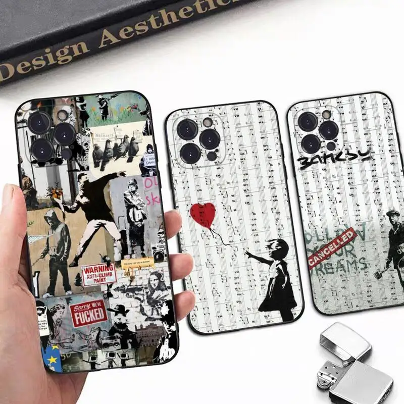 

Banksy Graffiti War Peace Phone Case For iPhone 8 7 6 6S Plus X SE 2020 XR XS 14 11 12 13 Mini Pro Max Mobile Case
