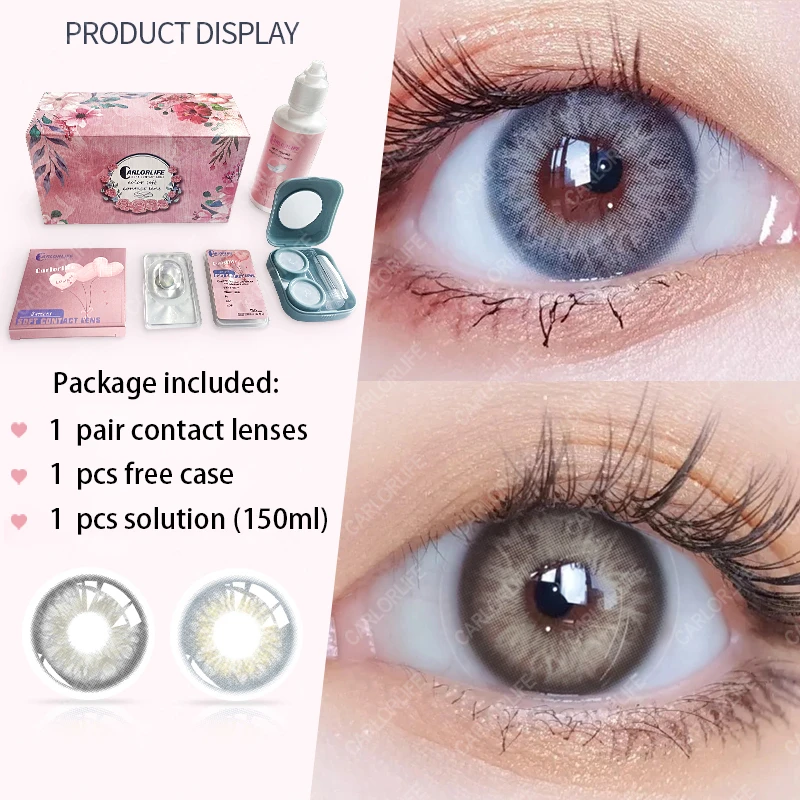 

DORELLA Colored Contact Lenses for Eyes Eye and Contact Lens Solution(150ml) Nursing 2pcs Yearly Use Fashion Blue Contact Lenses