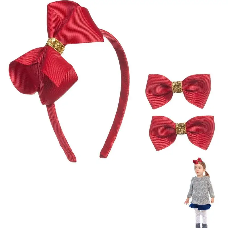 

Hairpin Headband Set 3pcs/set Bowknot Hair Hoops Clips For Hairstyle Red Hair Styling Supplies For Wome Gifts For Christmas