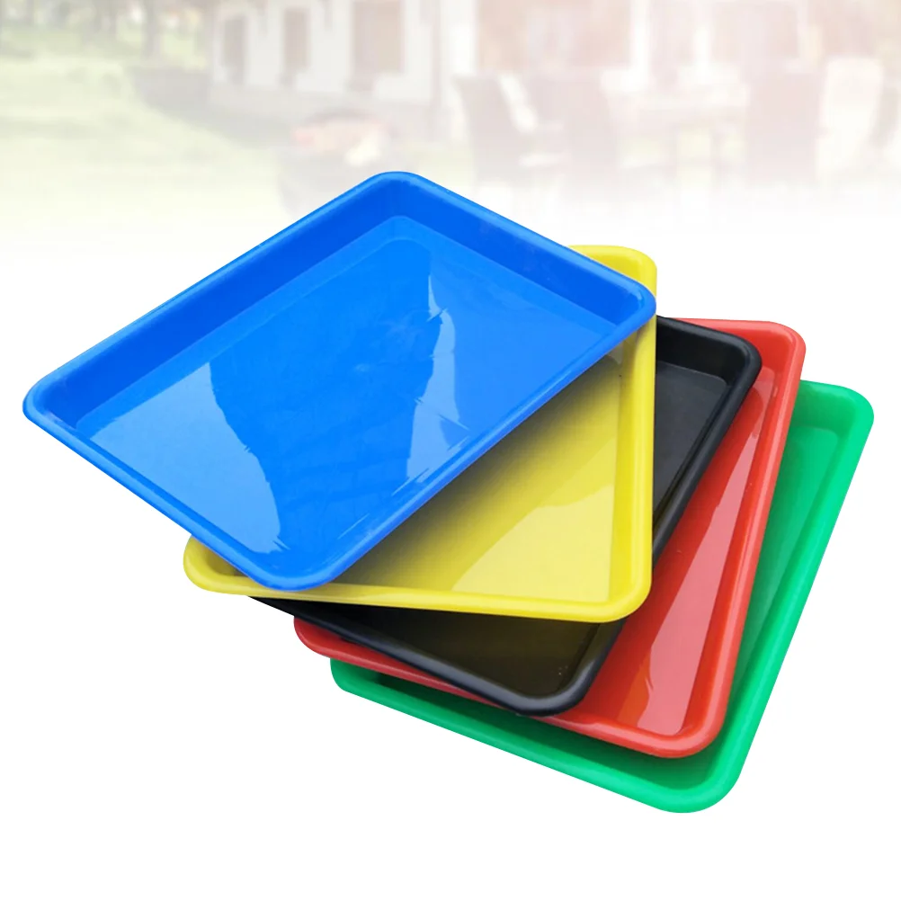 

5 Pcs Large Serving Tray Platters Electronic Toys Dining Tray Makeup Organiser Plastic Square Plate Tray Organizer Snacks Tray