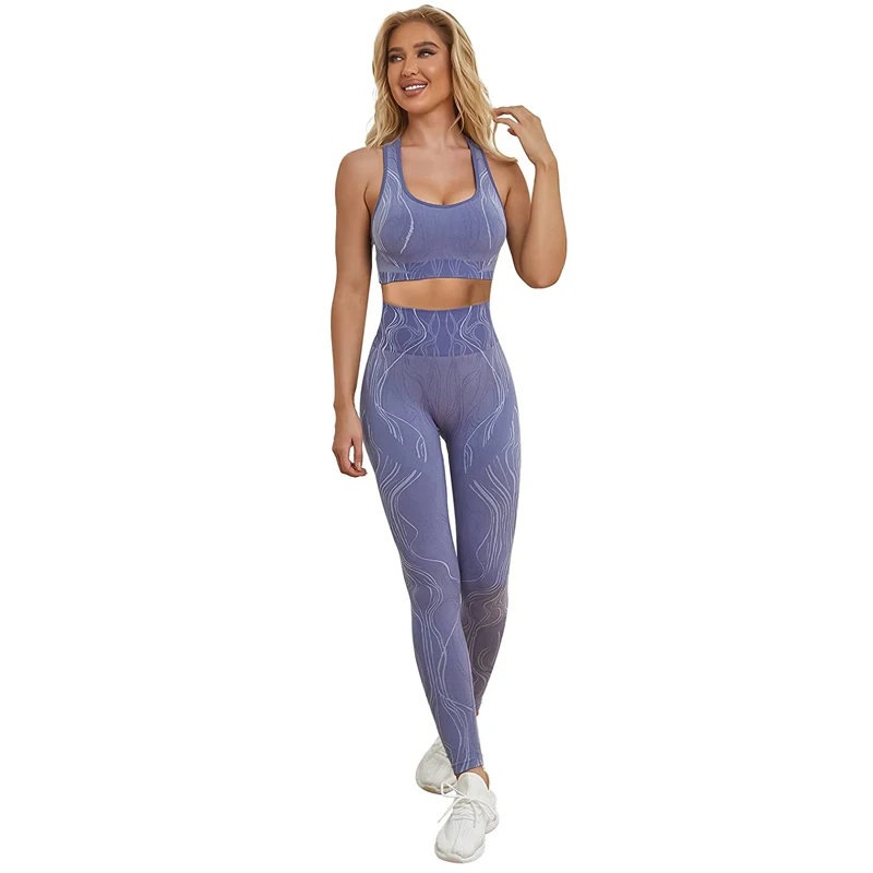 

GYM Workout Suit for Women 2 Piece High Waist Seamless Yoga Running Leggings and With Sports Bras Set
