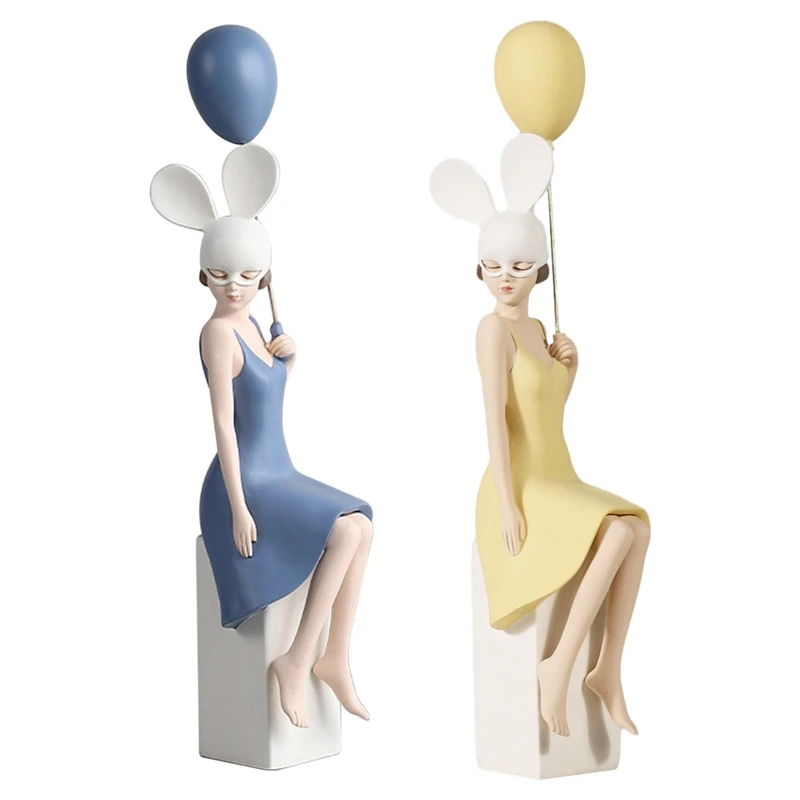 

Bunny Girl Figurine Ms Rabbit Home Living Room TV Cabinet Decor Luxury Wedding Gifts Decorative Art Crafts