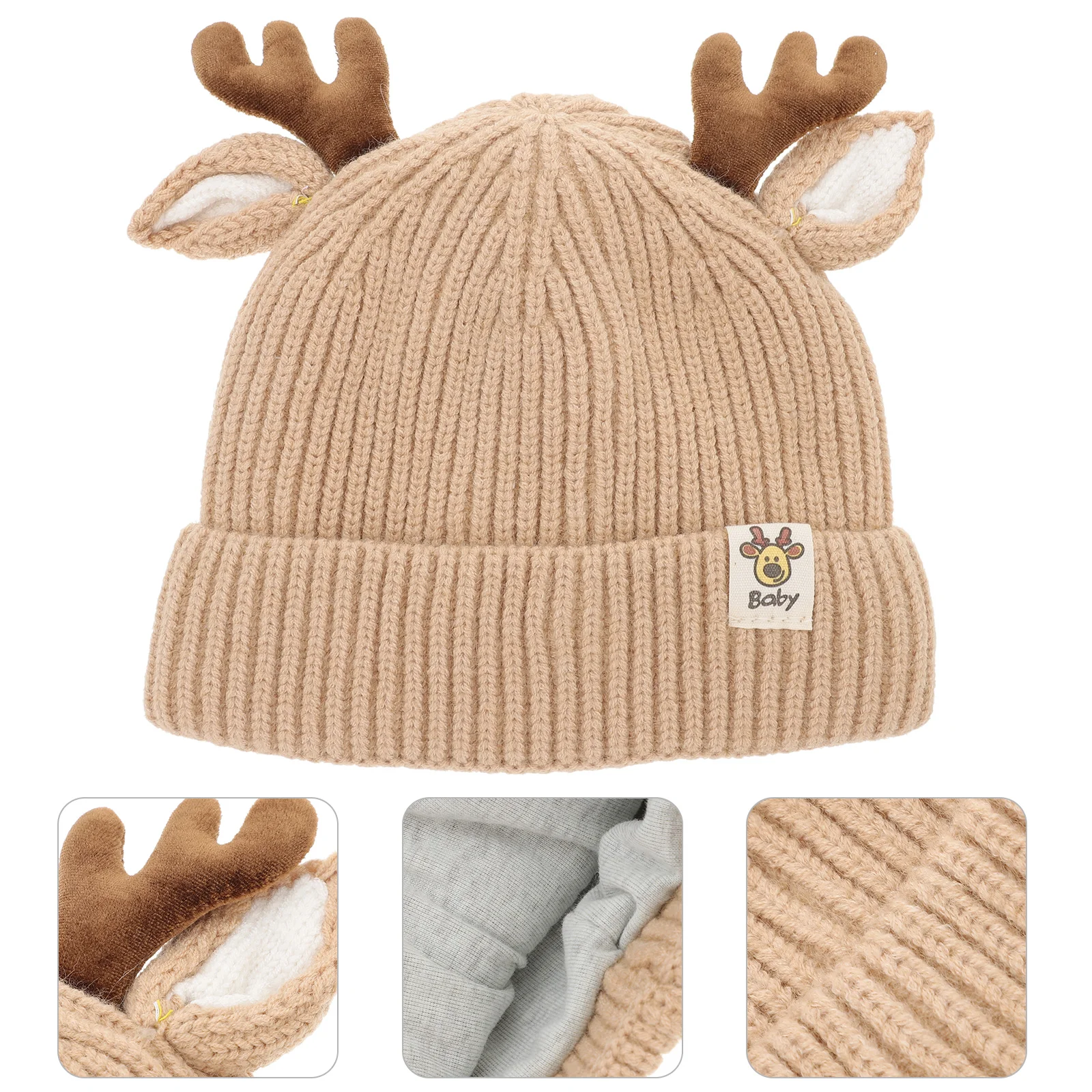

Hat Christmas Beanie Knit Kids Baby Winter Warm Antler Knitted Reindeer Cap Infant Children