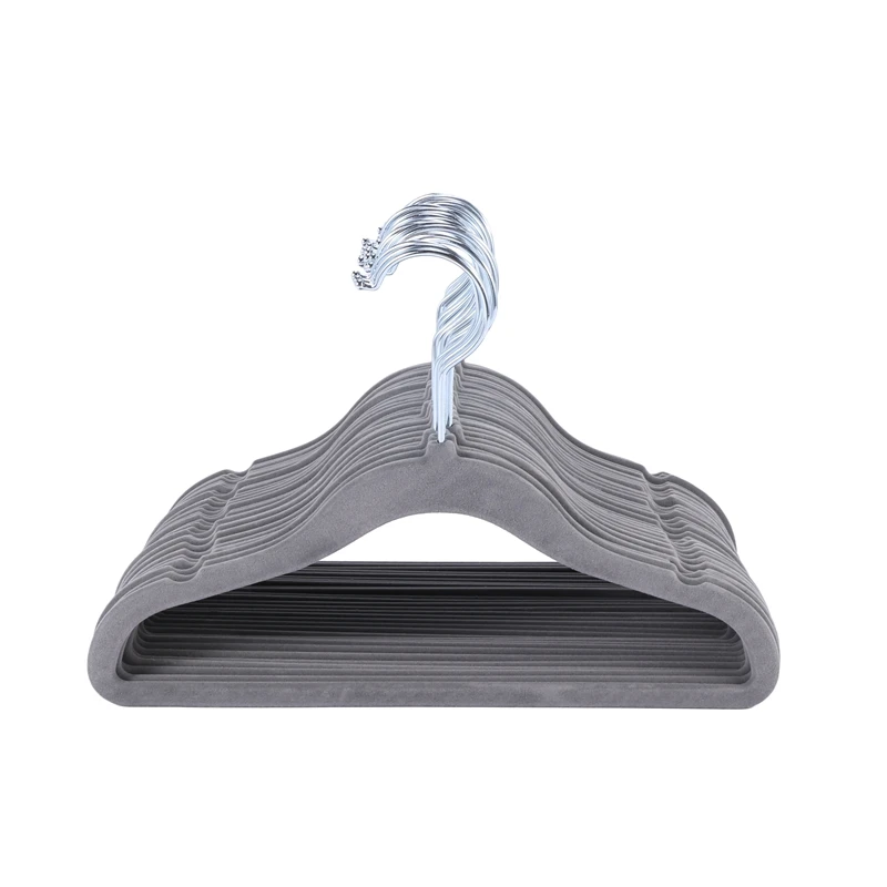 

Kids Velvet Non-Slip Clothes Hangers, 30-Pack, Grey