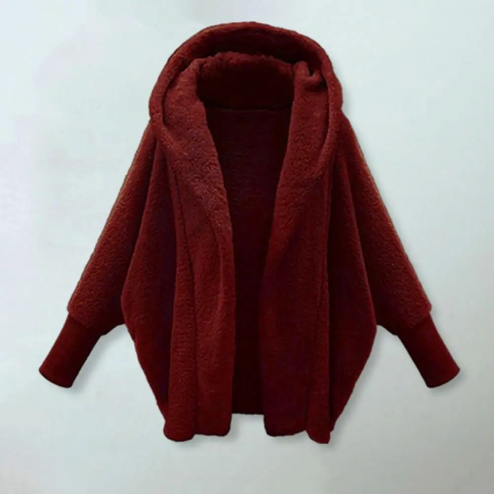 

Элегантное пальто, утепленная теплая верхняя одежда, женское плюшевое пальто с капюшоном и длинным рукавом, однотонная флисовая куртка для осени и зимы, длинная