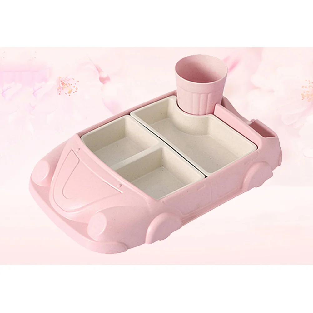 

Creative Plastic Car-Shaped Dinner Tray Drop-proof Rices Dishes Baby Separate Plates Children's Cutlery Set with