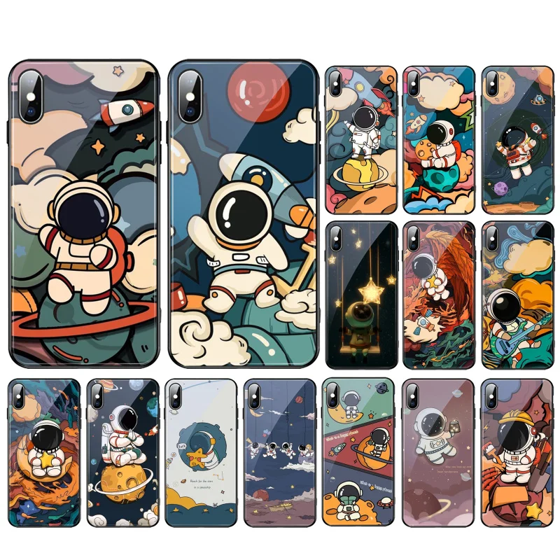 

Cartoon Astronaut Moon Star Space Funda Cell phone case For iphone 13 Pro 12 11 Pro Max XS XR X 8 7 Plus SE2 Mobile Phones Case