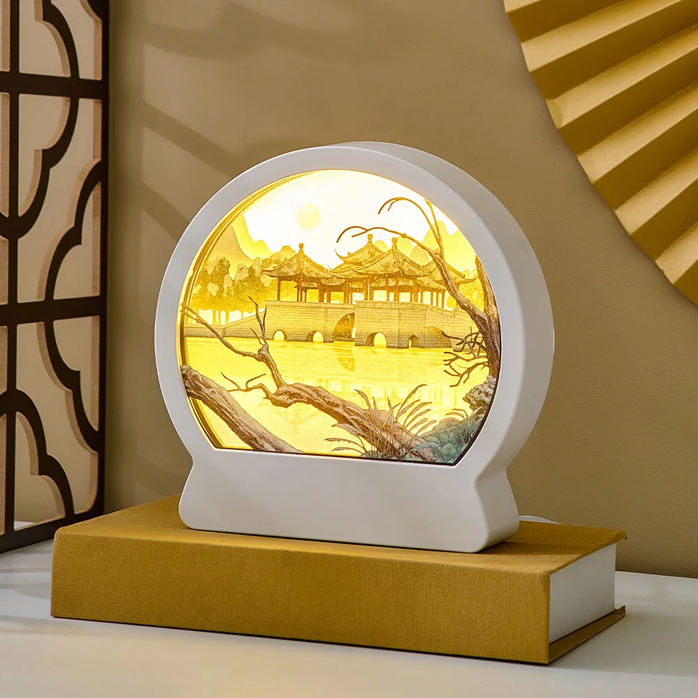 Ночной светильник в китайском стиле с вырезами из бумаги домашний декор