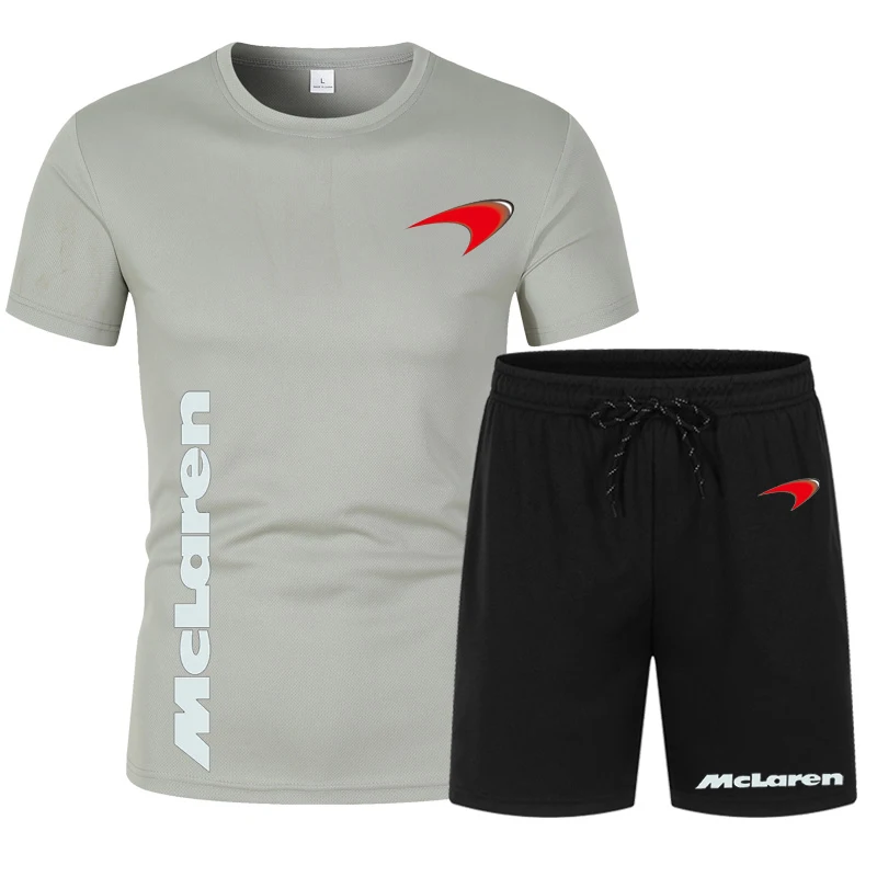 2022 F1 McLaren Team Men's Sets Sportswear Cotton Fitness Running Fashion Short Sleeve Shirt T-Shirt +Jogging Pants men clothing
