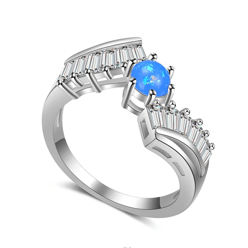 

Rings For Women Fashion White Pink Blue Fire Opal Ring Vintage European Style Gift Stackable Engagement Wedding Jewelry