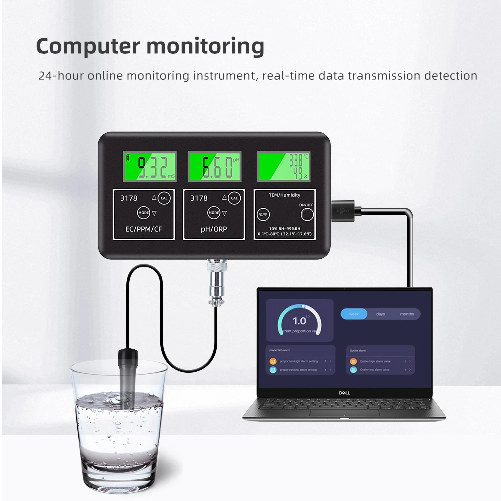 7 in 1 Multifunction Digital Water Quality Tester PH EC TDS ORP CF Humiity Temp Meter Water Analyzer Smart Monitor APP Control