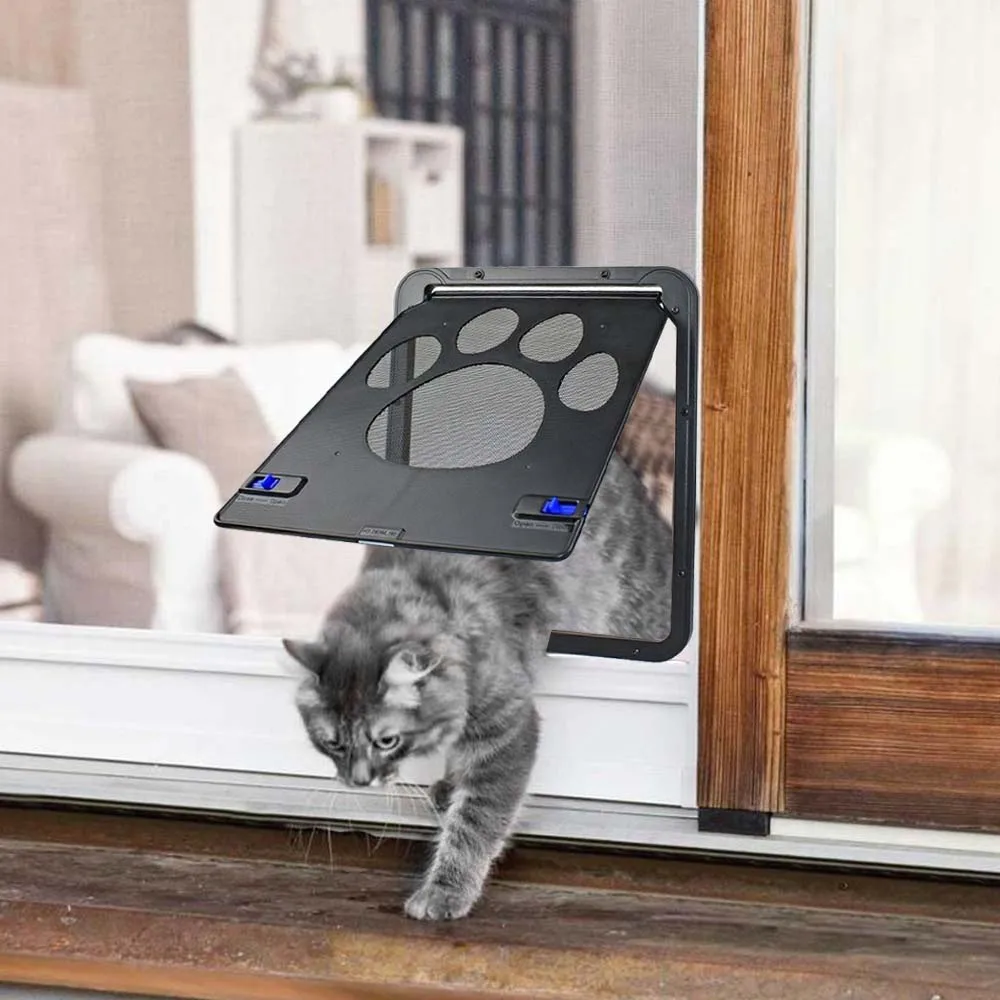 

Pet Door Lockable Magnetic Screen Dog Window Gate House Cat Fence Security Flap Doors Enter Freely Easy Install Home Function