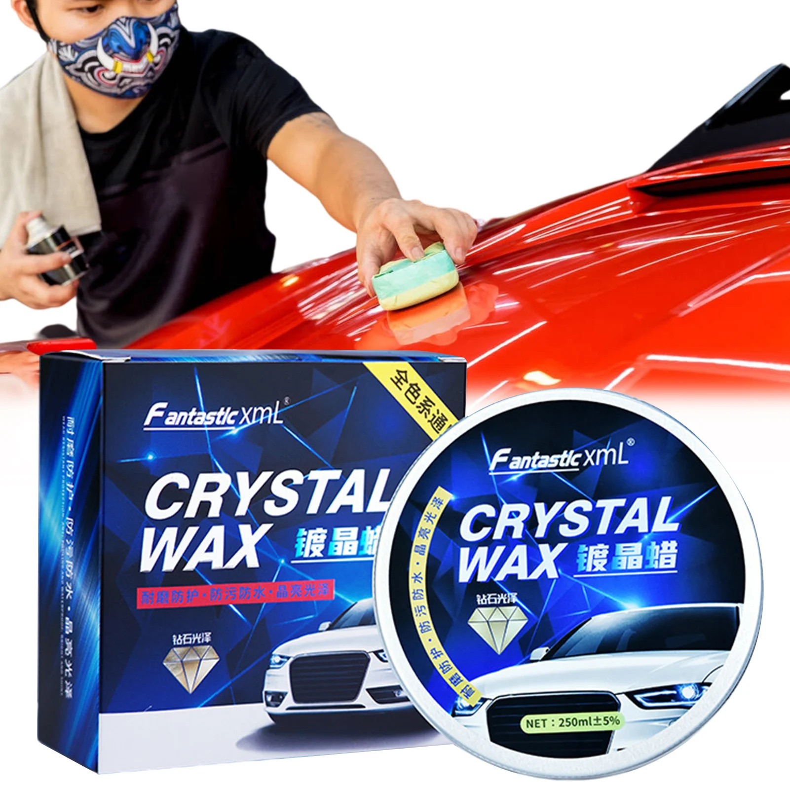 

200ml Car Wax Crystal Plating Set Hard Glossy Carnauba Wax Coating Care Car Scratches Fast Repair with Waxing Sponge and Towel