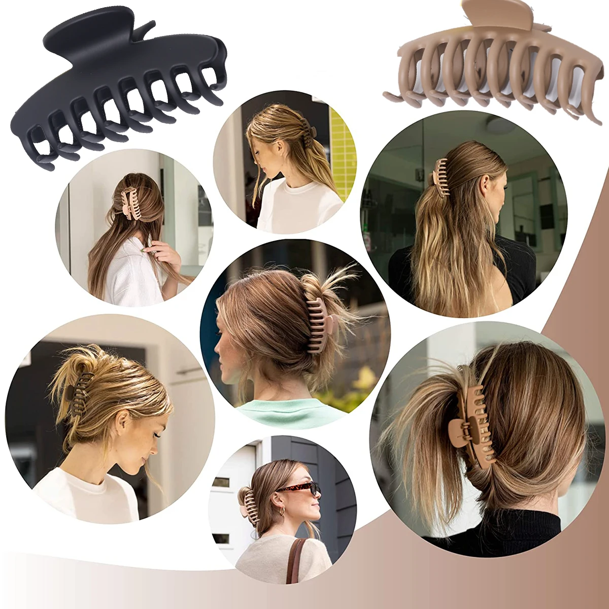 

1/3 Pcs Medium Large Claw Clips For Thick Hair, Neutral Hair Clips Matte Square Hair Claws Clips for Girls Wome Thick Thin Hair