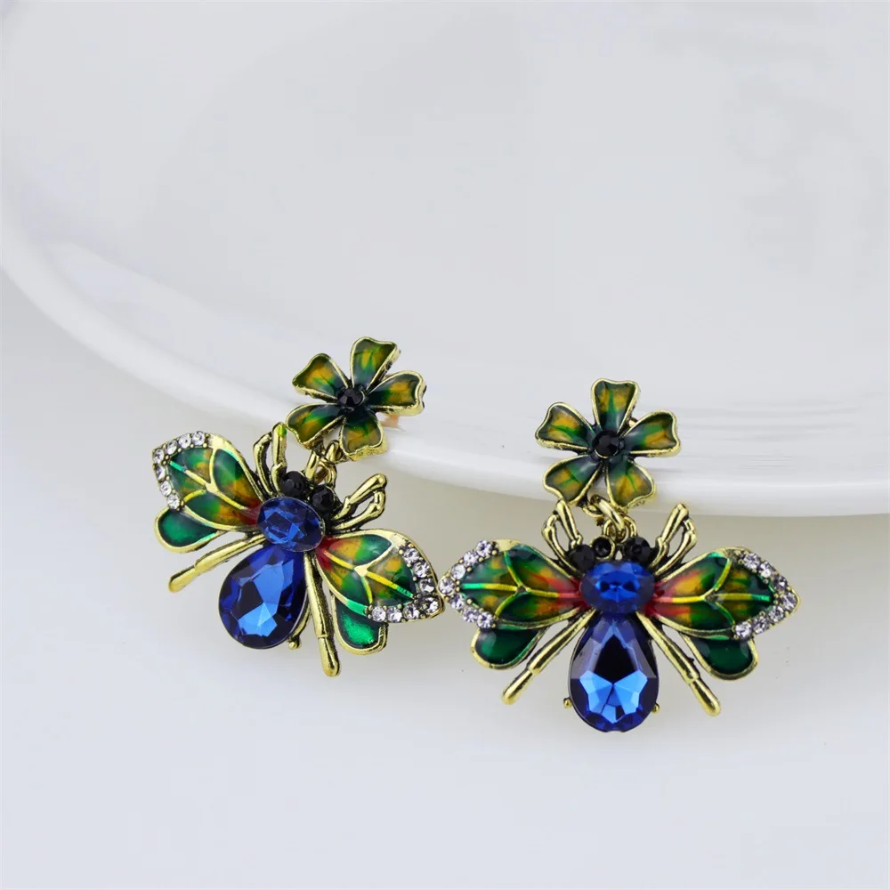 YDGY преувеличенный бренд сплав масляная капля акриловая вставка пчела серьги