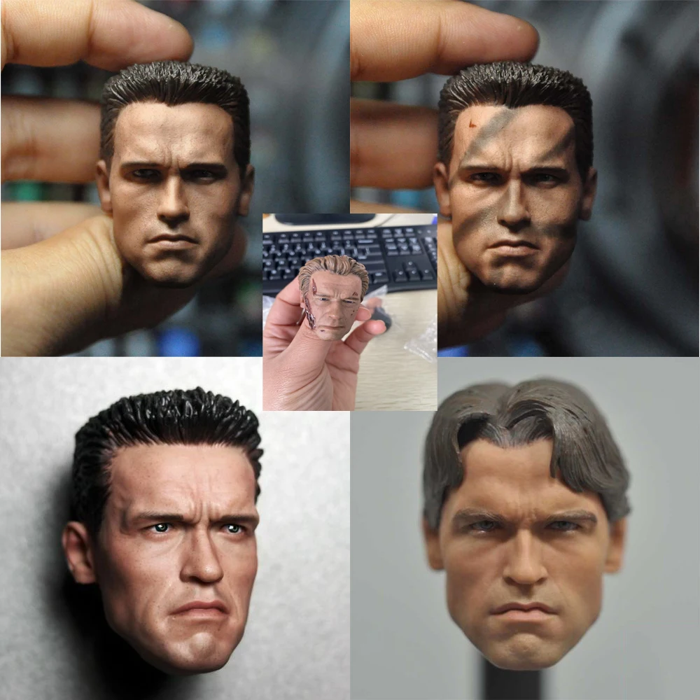 

iN STOCK 1/6 Scale T800 Terminator Yong Arnold Schwarzenegger T800 Battle Damaged Head Sculpt Model For 12" Male Body Figure