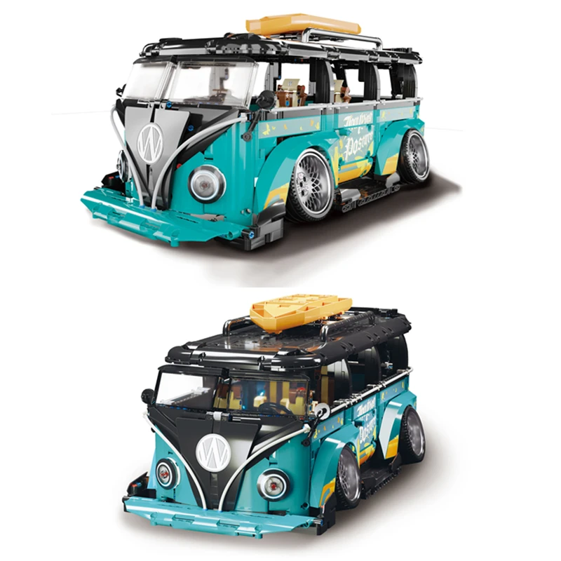 

MOC High-Tech 2550PCS 10510 Volkswagen T1 Camper Van Car Model Children Boy Gifts 10220 21001 10569 Building Blocks Bricks Toy