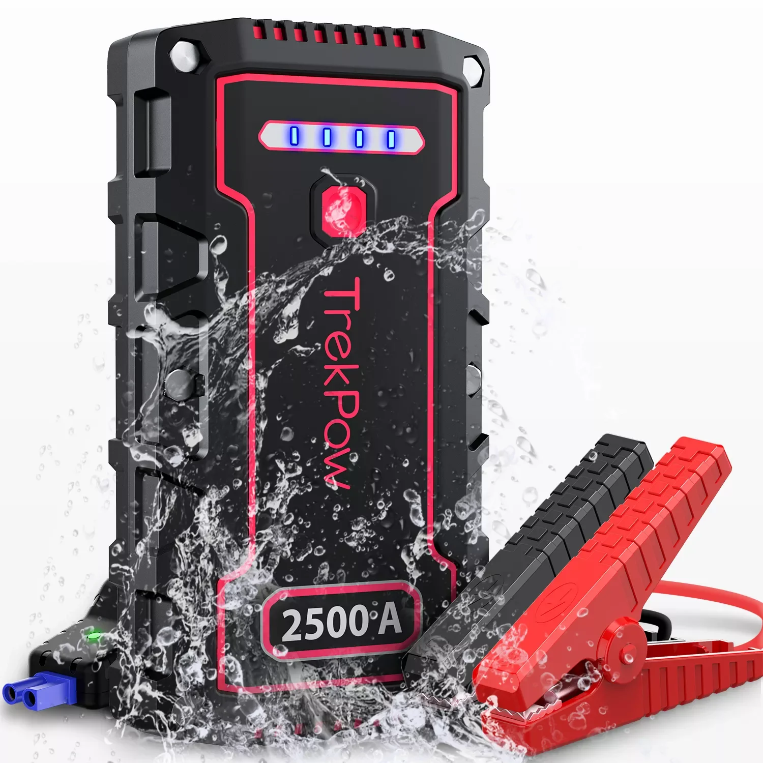 

Car Jump Starter, TJ2500 2500A Peak 18000mAh 12V Auto Battery Booster with UltraSafe Smart Clamps, IP68 Waterproof, QC3.0