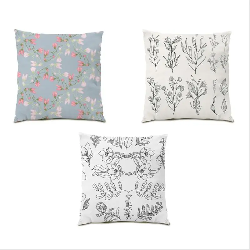 

Flocking Throw Pillow Covers 45x45 Living Room Decoration Sofa Square Gift Cushion Cover 45x45 Velvet Plants Forest Tree E0749