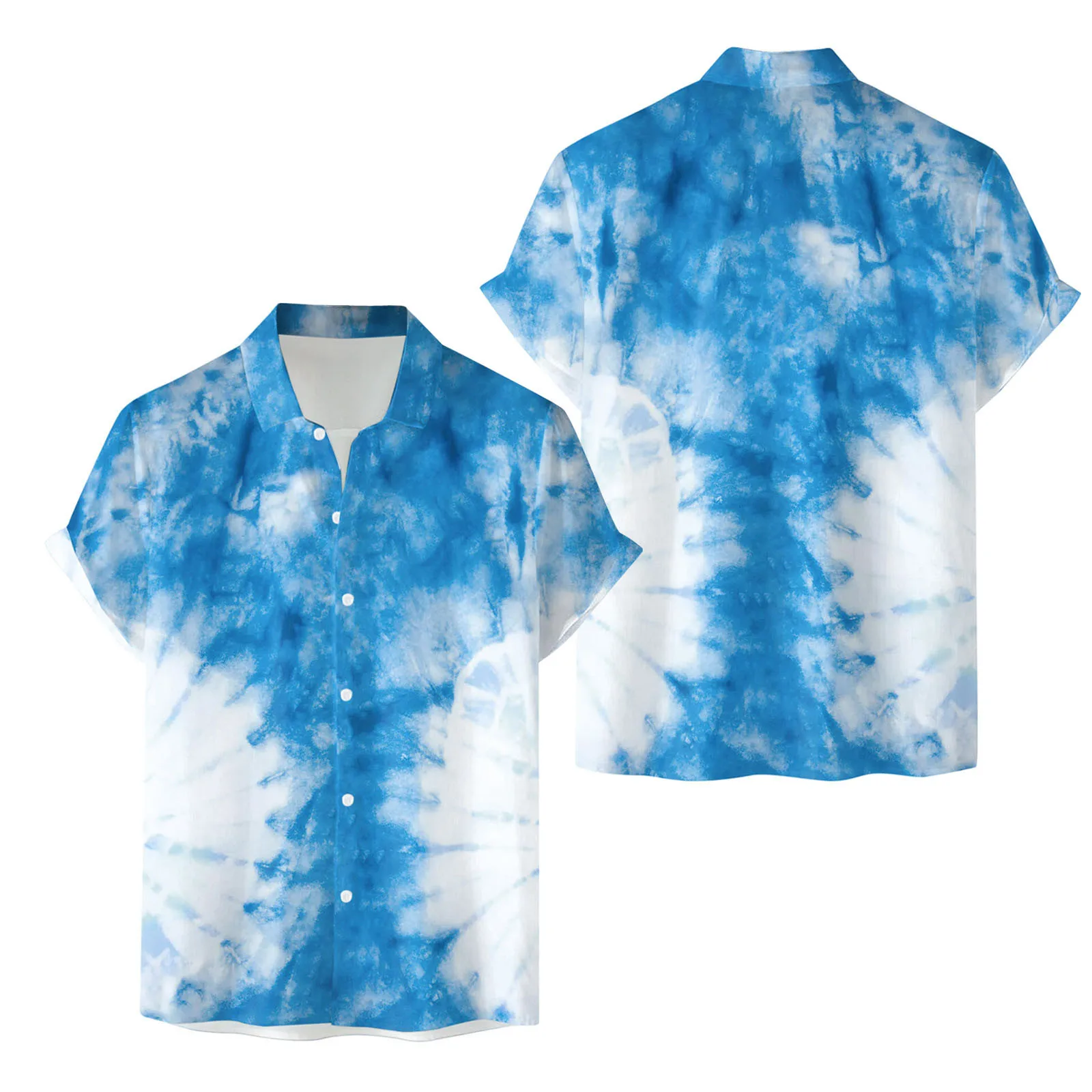 

Рубашка мужская с принтом, Повседневная модная блузка с короткими рукавами, голубая футболка, черный топ, весна-лето