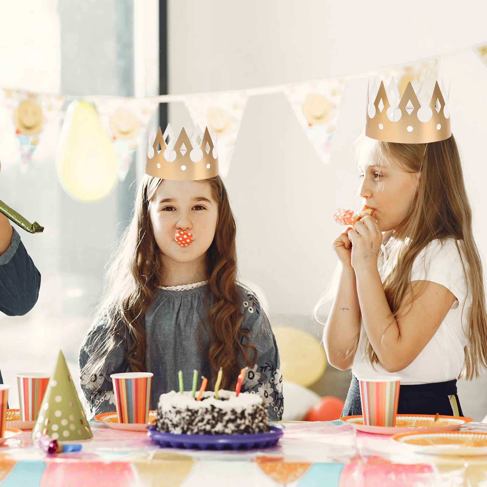 

24 Pcs Party Headbands Hats Babies Party Hats First Birthday Cap Gold Hats Metallc Birthday Party Hat Kids Hats