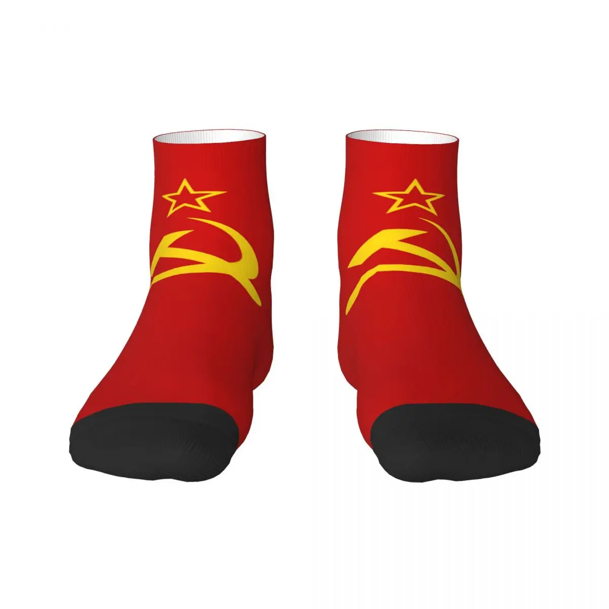 

Retro Russian Soviet Flag Mens Crew Socks Unisex Fun USSR Hammer and Sickle CCCP Spring Summer Autumn Winter Dress Socks