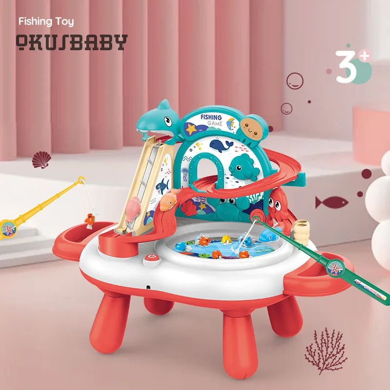 

Новинка лета 2022, креативная музыкальная рыболовная игрушка, детский вращающийся трек, магнитная детская игрушка для игр, водная игрушка, рыболовный стол, Акула