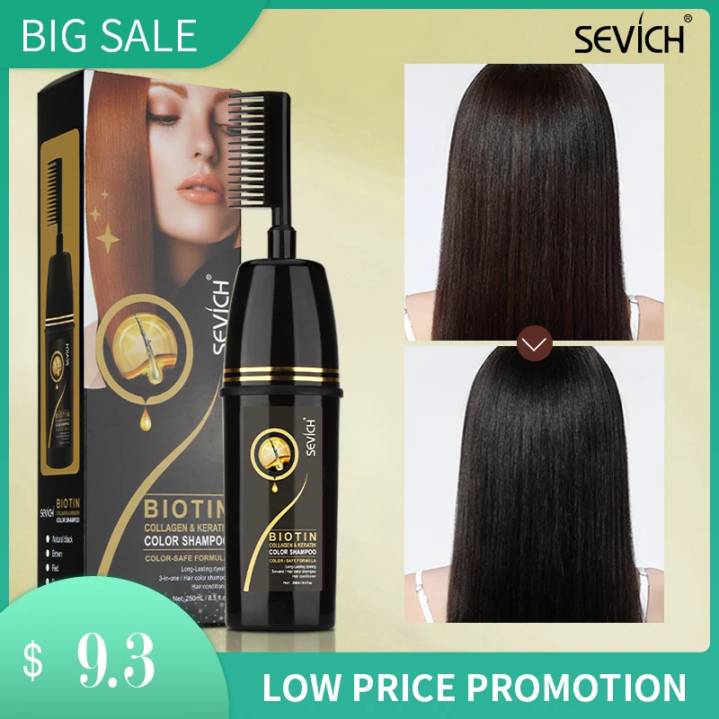 

Sevich Biotin Hair Dye Shampoo 250ml Keratin Instant Hair Color Cream Natural Herbal Conditioning Hair Dye Comb Hair Tools