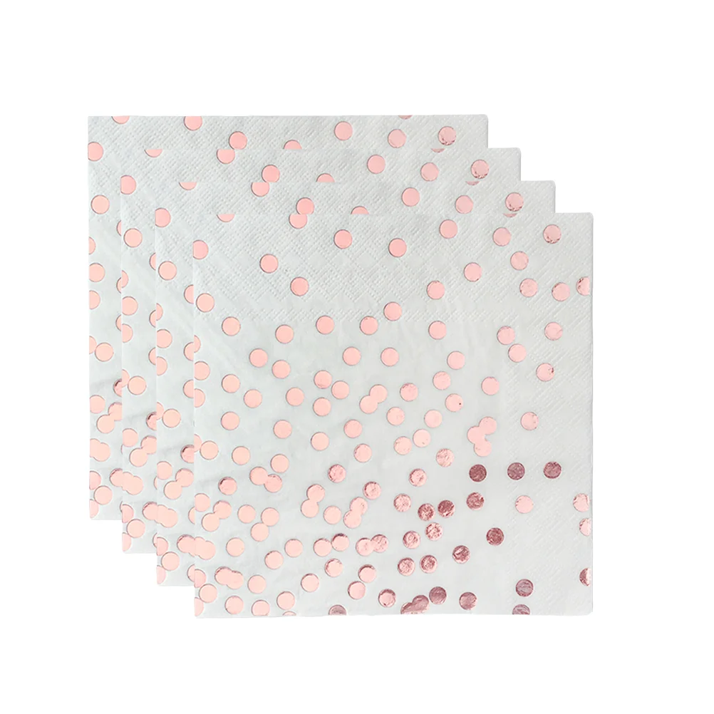

20PCS Bronzing Dot Rose Gold Napkin Birthday Party Wedding Decoration Paper Towel Tissue Printing Paper Disposable Printing