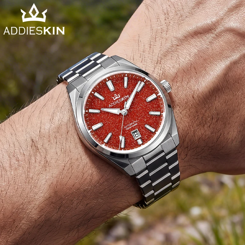 Роскошные мужские часы с циферблатом из натурального камня ADDIESKIN K010 Red Goldstone Miyota 9015, ультратонкие, водонепроницаемые до 200 м, с суперлюминесцентным покрытием BGW9 (art.: 3920daa3028ef) - 3920daa3028ef