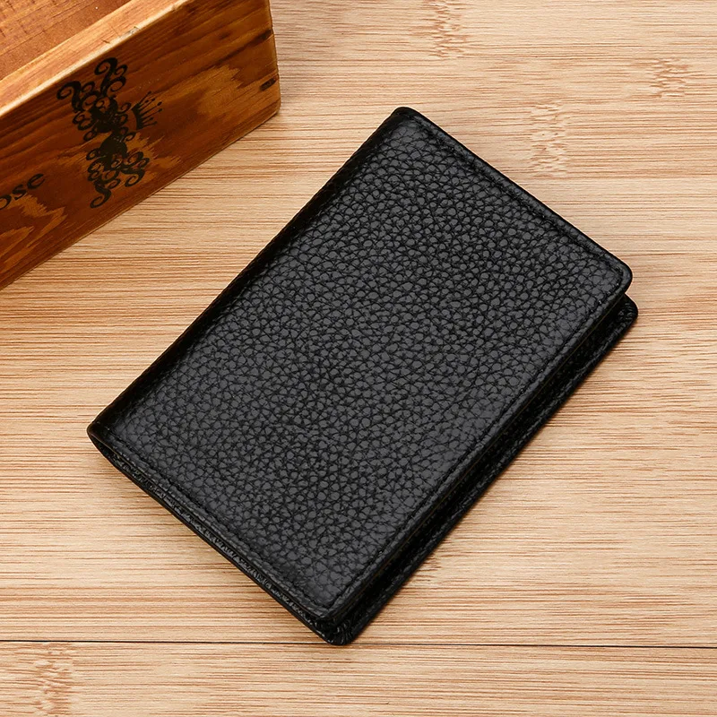 Card Holder Leather Wallet For Men Multi-Function Rfid Anti-Magnetic Contrast Color Ribbon Business Mini ID Credit Card Holders