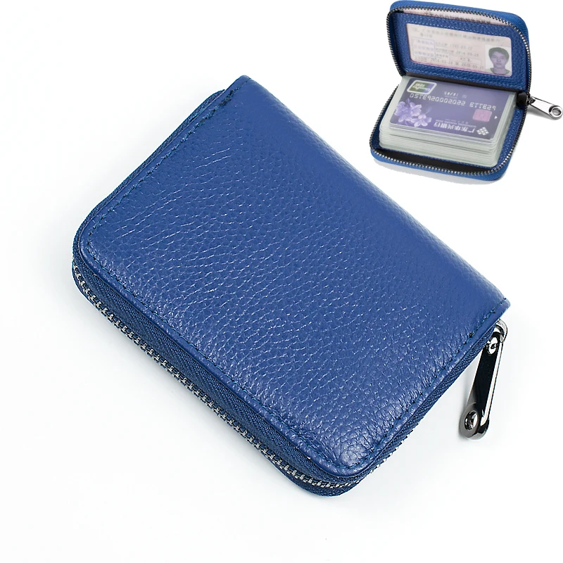 Genuine Leather Card ID Holder Package Driver's License Bank Credit Card Holder Case Multi-functional Set Clip Bag Cover
