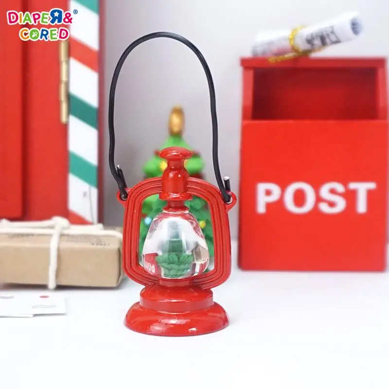 

1Pc 1:12 Dollhouse Miniature Red Kerosene Lamp Simulation Oil Lamp Ornaments Model Home Living Scene Decor Toy